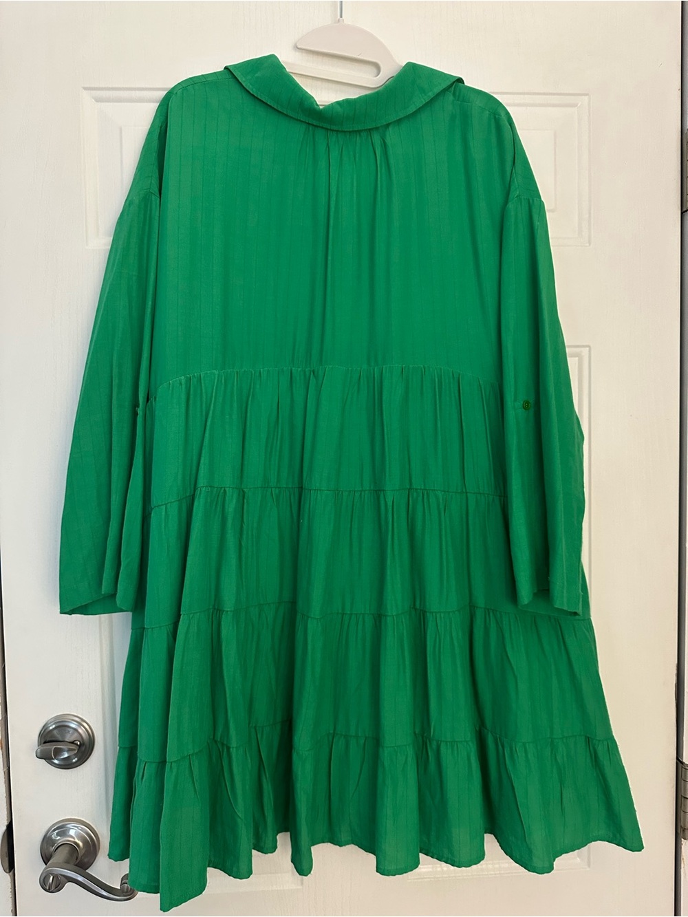 Entro Kelly Green Roll Sleeve Babydoll Shirt Dress Large - Picture 9 of 10